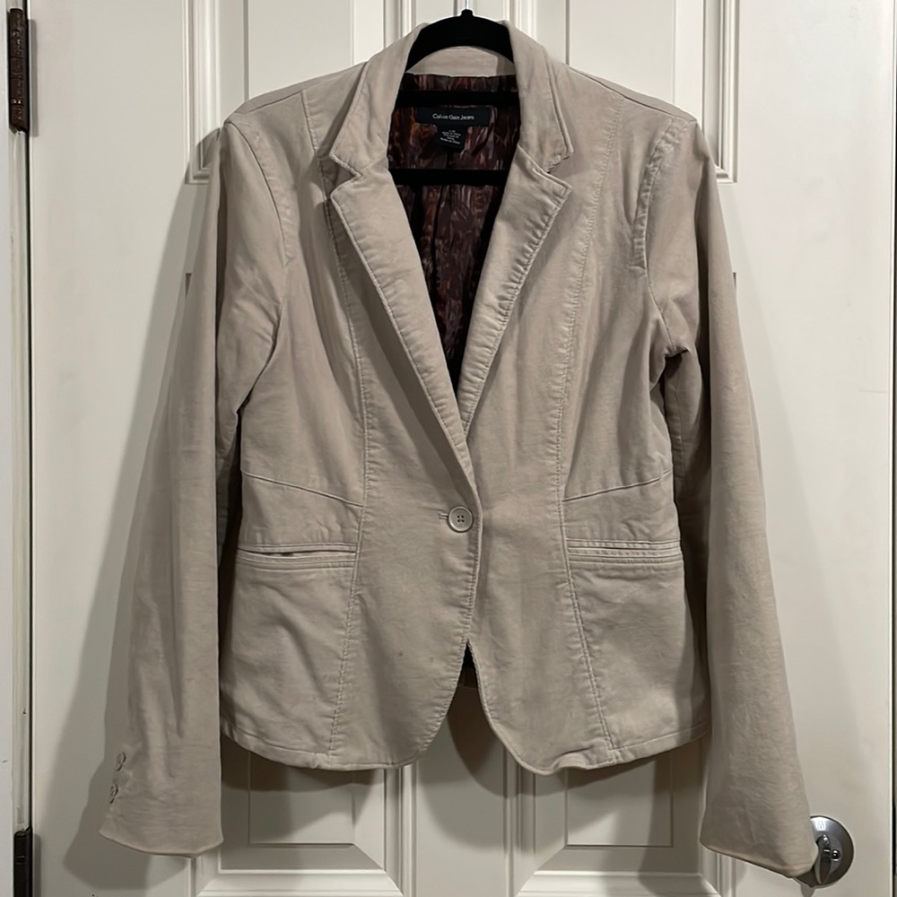 Calvin Klein Jeans corduroy single button jacket, size L large, GUC, stretchy!